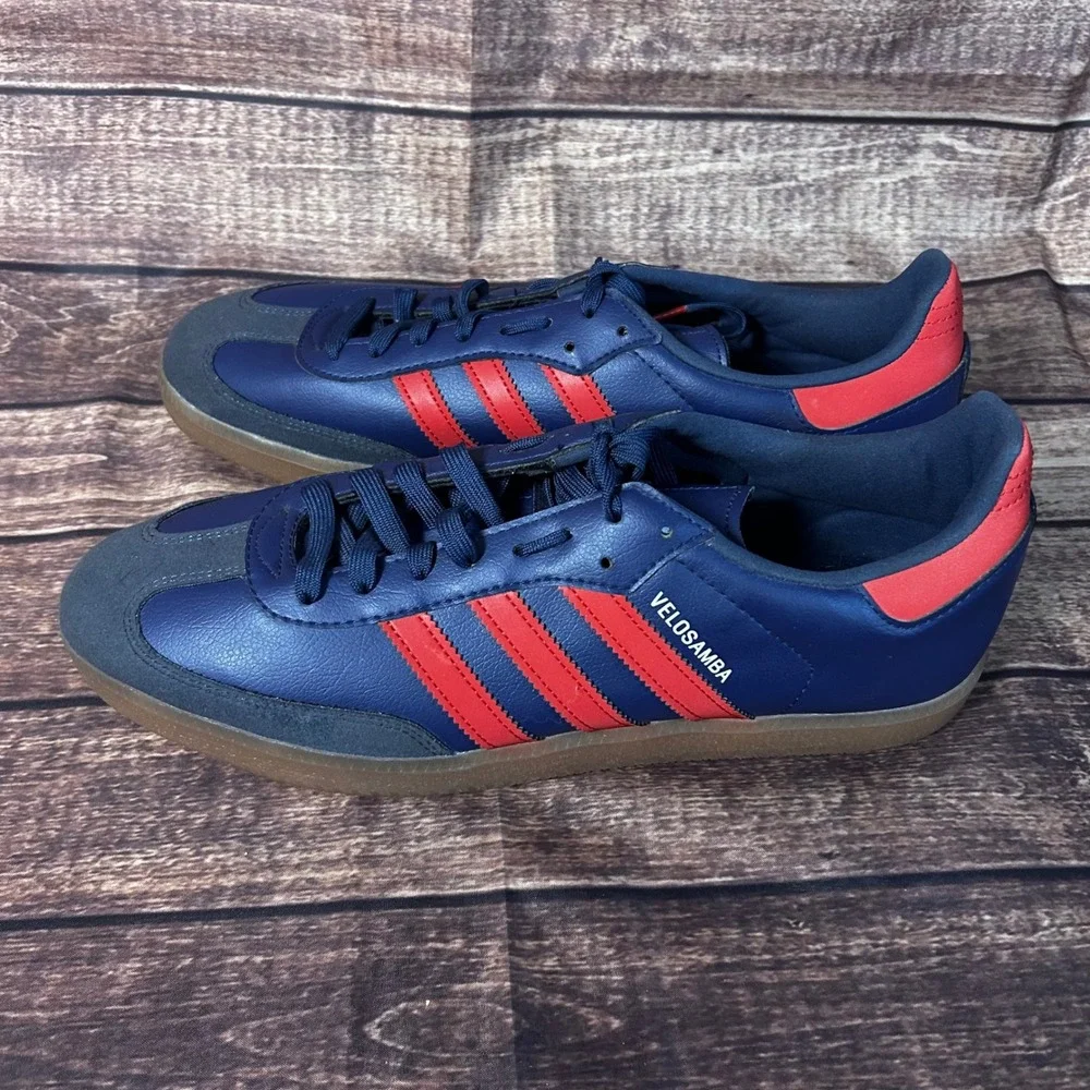 Adidas Velosamba Cycling Shoes Navy Blue Red Gum HQ6708 Mens 12